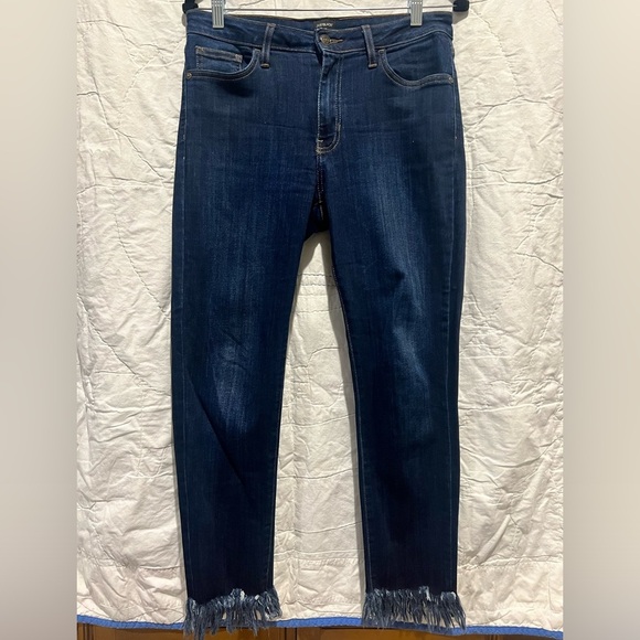 Just Black Jeans Denim Womens Size 30 Cropped Skinny Frayed Hem Blue Stretch - Picture 3 of 10